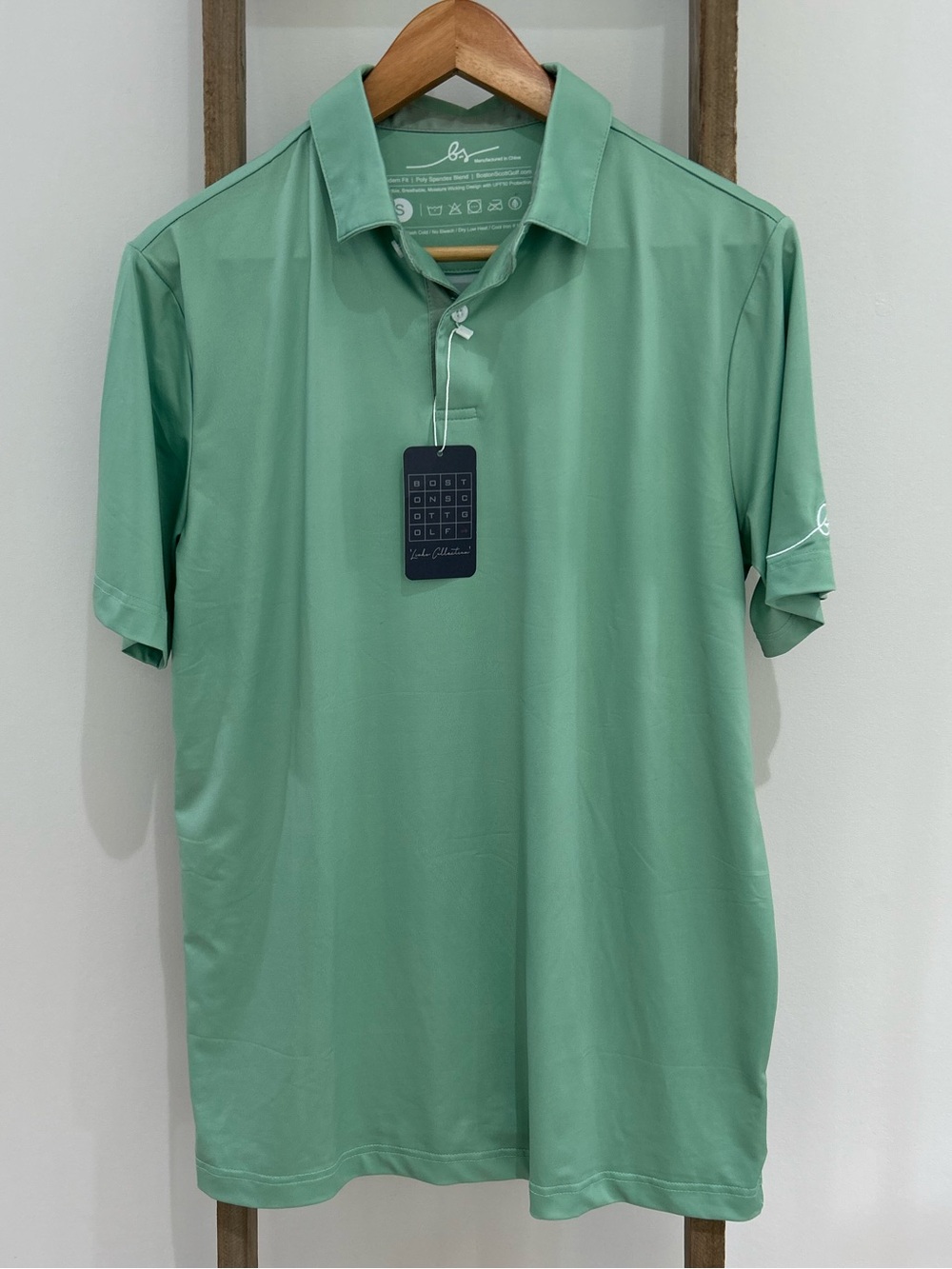 NWT Boston Scott Green Men’s Performance Golf Polo Shirt Size S Classic Preppy